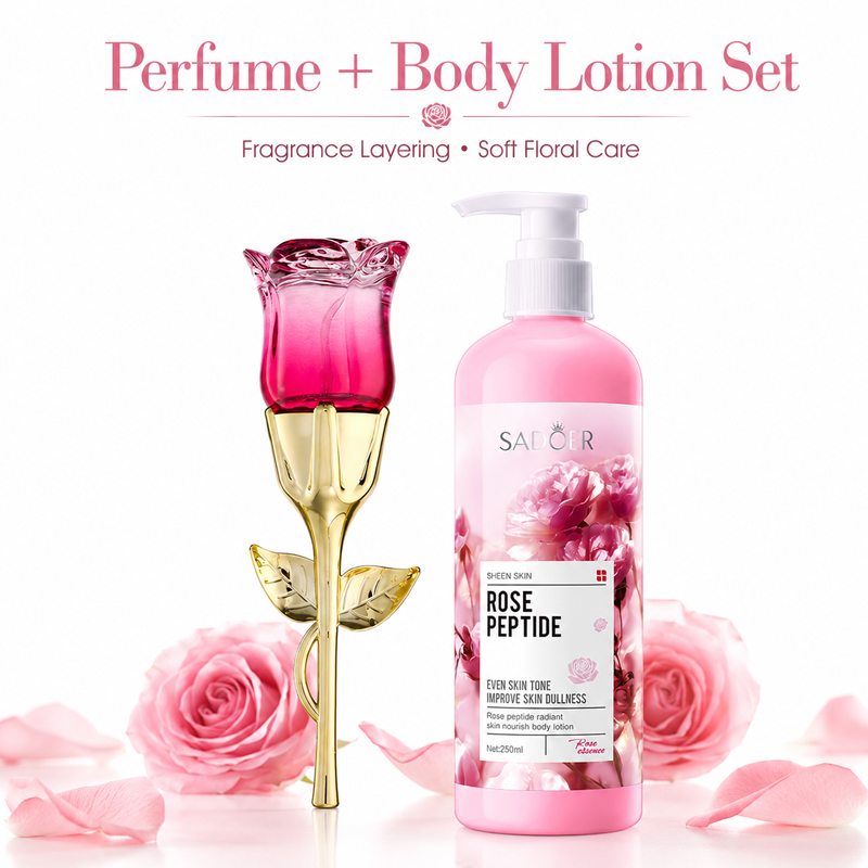 Perfume Fragrance Body Lotion - Rosen-Parfüm & Körperlotion Set für Frauen,
