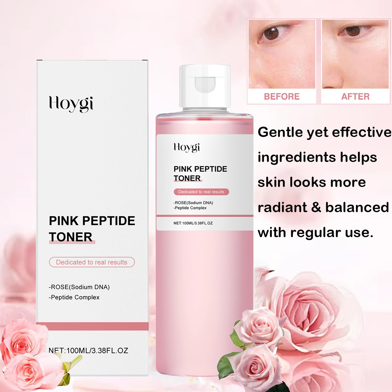 Rose Water Spray - Rose Essence Toner, strahlende Haut, beruhigend,